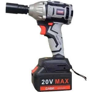 Llave Atornilladora Impacto Bateria 20v C/ba 4.0ah +cargador Gris/negro Con Detalles Rojo