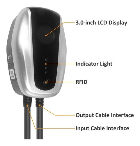 Cargador Auto Eléctrico Wallbox 7kw 32a Con Wifi Gbt Tyt Gris - Imagen 3