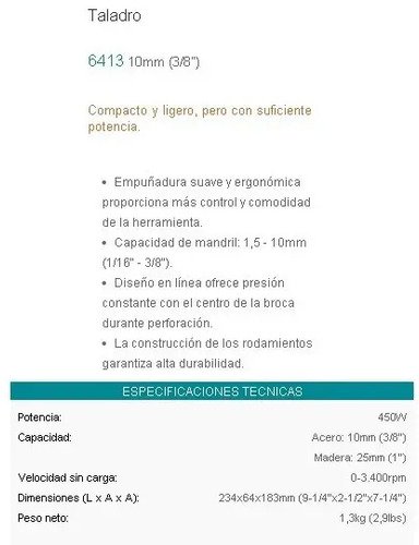 Taladro Makita 450w 10mm 6413 - Tyt Verde - Imagen 6