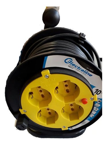 Alargue Eléctrico Enrollador 25m 4 Tomas Schuko Electraline 16a Exterior Negro - Imagen 2