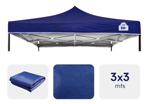 Lona Gazebo 3x3 Reforzada E Impermeable Filtro Uv Color Azul - Imagen 2