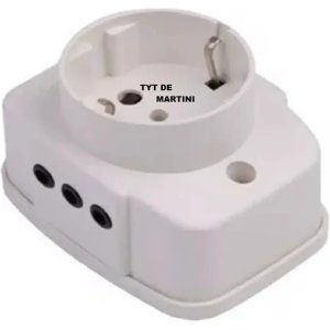 Toma Corriente Combinado Exterior 1 Shucko + 2 X 3 En Linea Blanco