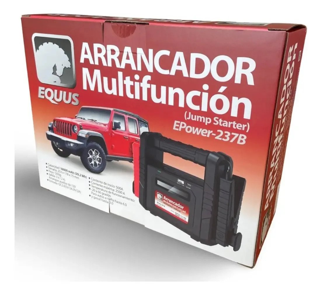 Arrancador Multifunción Portátil 16000mah Equus Epower-237b - Imagen 5