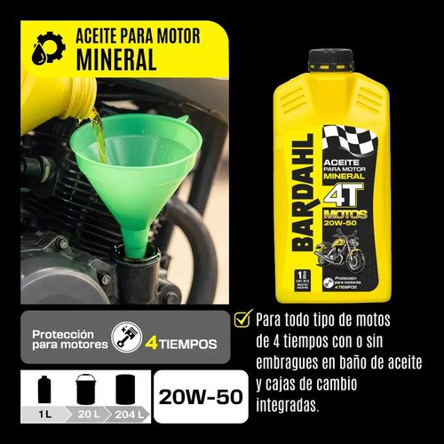 Kit Aceite Mineral 2t Para Motos Bardahl 1l X 4 Uni - Imagen 5