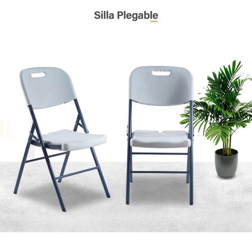 Silla Plegable Plastico Reforzada Jardín Exterior Alpina Blanco Plegable - Imagen 7