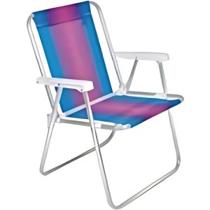 Silla De Playa Lazer De Aluminio, 110 Kg, Azul Y Rosa Turquesa