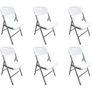 Set X6 Silla Plegable Reforzada Para Catering / Hogar / Picnic Color Blanco Cl