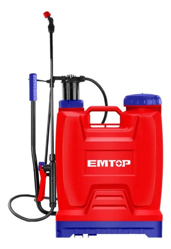 Mochila Fumigación Emtop Espp42002 20l Roja Manual Lanza Fibra Boquilla Ajustable Rojo