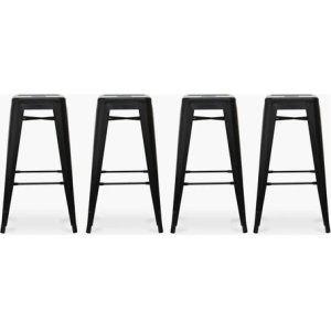 Pack 4 Tolix Taburetes 77 Metal Negro Form Laqueado