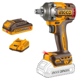 Llave Impacto 20v 405nm 1/2 + Accesorios Ingco Ciwli20455 Amarillo 50/60