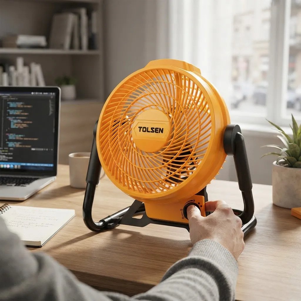 Ventilador 20v S/bat/carg. Tolsen 24.5 Cm 50hz/60hz Amarillo Gris Plástico 3 - Imagen 3