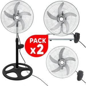 Pack X2 Ventilador 3en1 Like 5 Aspas 3 Velocidades Dimm 53 Cm 50-60hz Negro Cromada Aluminio 5 50 Hz X 60 Hz
