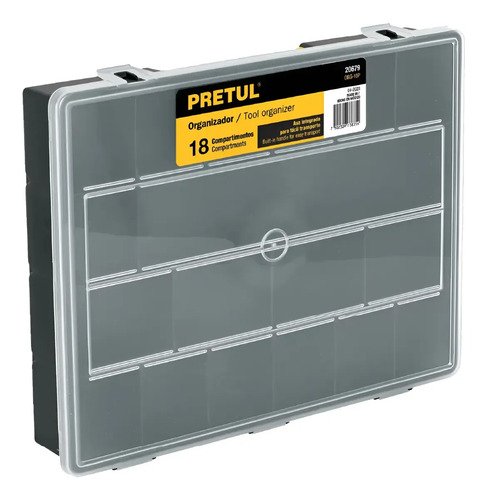 Caja Organizador Pretul 18 Compar. Transparente - Tyt Negro