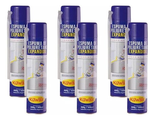 Espuma Poliuretano Expandido Kuwait 750ml X12u Para Paredes Tuberías Ventanas - Imagen 3