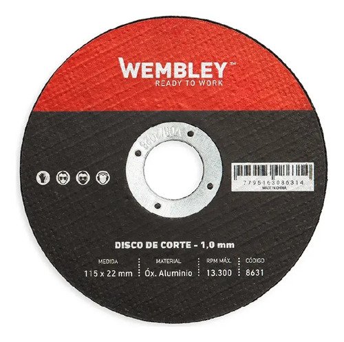 Discos De Corte Metal Wembley 4.(115x1.0x22mm) 25 Unid. Negro