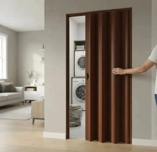 Puerta Plegable Pvc Plasbil Mogno 80cm X 2,10m Marrón - Imagen 7