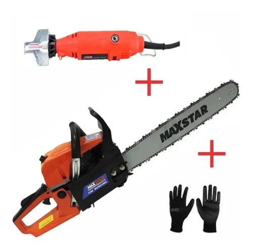 Motosierra Maxstar 2hp 52cc 20 PuLG+ Afilador De Mano - T Naranja