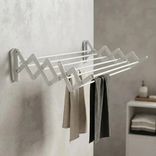 Tender Pared Ropa Extensible Premium 80cm 7 Varillas Blanco Plegafacil C/soporte - Imagen 5