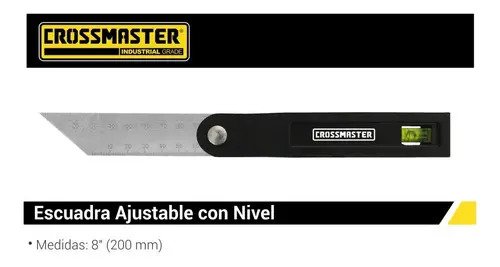 Falsa Escuadra Con Nivel 200 Mm Regla De Acero Inoxidable Negro - Imagen 2