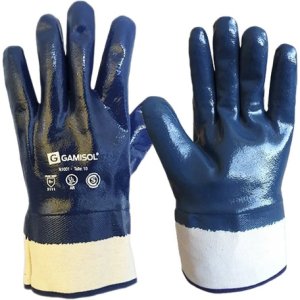 Guantes Gamisol De Algodón Con Nitrilo Antideslizantes, Iram Azul Oscuro