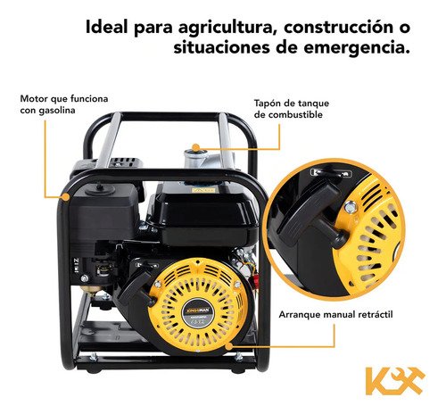Motobomba A Nafta Kingsman Kingpump65 6.5hp - Imagen 5