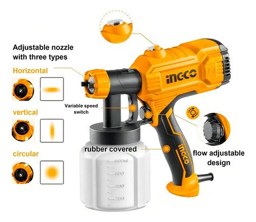 Pistola De Pintar Inalambrica Ingco Naranja Claro - Imagen 7
