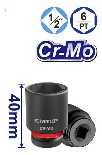 Set Dados Para Llave De Impacto Emtop 1/2'' Con 10 Piezas (10 - 24 Mm) - Imagen 10