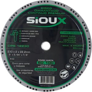 Disco Diamantado Continuo Premium Multifunción 230mm Sioux Color Negro