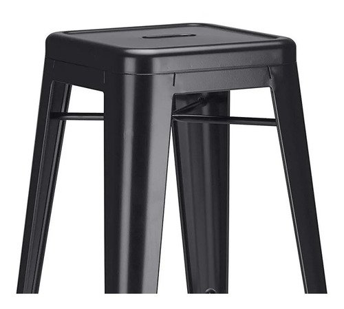 Taburete Tolix De Metal Industrial Con Diseño De Hierro, 76 Cm, Kit 2 Cromado Negro - Imagen 8