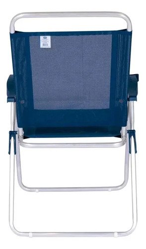 Silla De Playa Reclinable Alta Boreal, Color Dorado, Azul Marino, Portavasos - Imagen 4