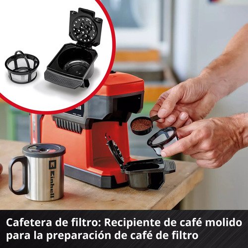 Cafetera Einhell Expert Te-cf 18 Li Semi Automática Bate+car Rojo - Imagen 7