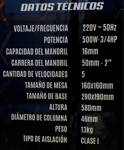 Taladro De Banco Alpha Pro 500w 16mm C / Interr Seg - Tyt Azul - Imagen 4