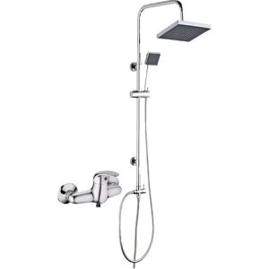 Monocomando Ducha Negro Acero Inoxidable Con Roseta Grande Marca Pf Gris