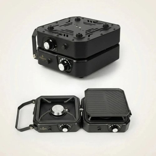 Anafe Doble Driven Portatil Plegable A Gas Camping Negro - Imagen 2