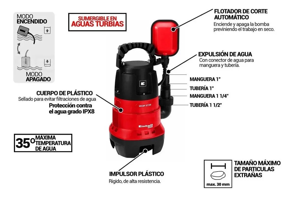 Einhell Bomba Sumergible 370w 9.000l/h , 4170471, Gc-dp 3730 - Imagen 7