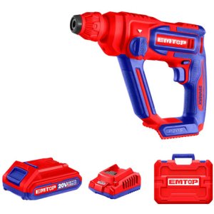 Rotomartillo Perforador Inalámbrico Emtop Con Maletín Y Batería Azul 50hz 60hz
