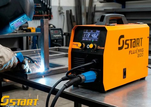 Máquina Inversora De Soldadura Sinérgica Start Flux Mig 200a 3 En 1 Mig Tig Mma Con Antorcha De Gas, Rímel, Alambre Y Accesorios Amarillo - Imagen 2