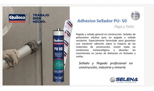 Adhesivo Sellador Quilosa Pu-50 Poliuretano Elastico Gris - Imagen 2