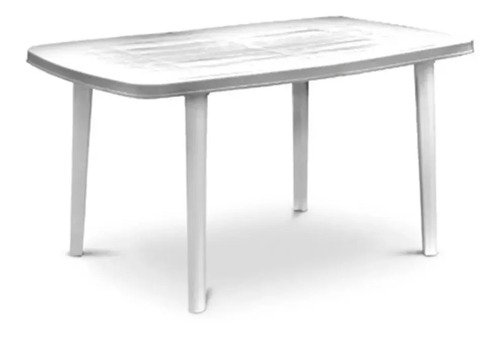 Mesa Plastica Pvc Jardin 140x80x75 Con Detalles Rajada Blanco