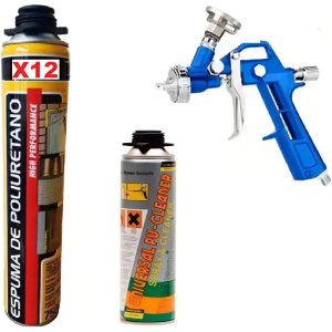 Espuma De Poliuretano 750ml Caja 12 Unid Con Pistola Proyección Profesional