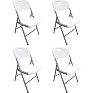 Set X4 Silla Plegable Reforzada Para Catering / Hogar / Picnic Color Blanco Cl