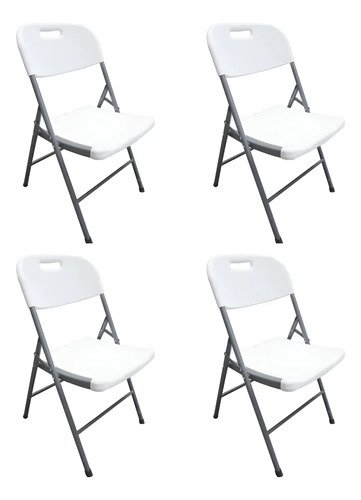 Set X4 Silla Plegable Reforzada Para Catering / Hogar / Picnic Color Blanco Cl