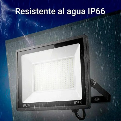 Foco Led De 200w Reflector Luz Blanca, Exterior, Ip66 Negro - Imagen 5