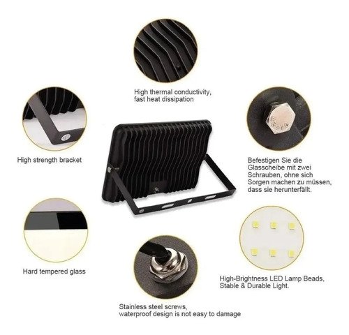 Pack X 10 Foco Led 100w Ip65 - Calidad Garantizada - Tyt Negro - Imagen 6