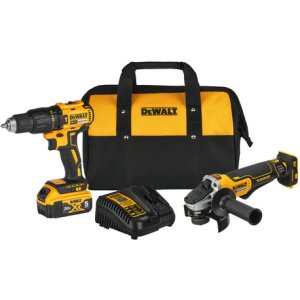 Taladro Percutor 20v 13mm + Amoladora 115mm 20v Dewalt Color Amarillo