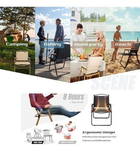 Silla De Camping Plegable Portátil Gran Tamaño Playa Picnic Pesca Terraza Exterior Outdoor Vidita Color Negro - Imagen 3