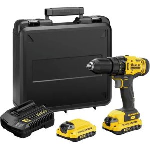Kit Taladro Atornillador 20v + 2b + Cargador+ Maleta Stanley Amarillo