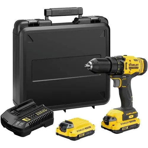 Kit Taladro Atornillador 20v + 2b + Cargador+ Maleta Stanley Amarillo