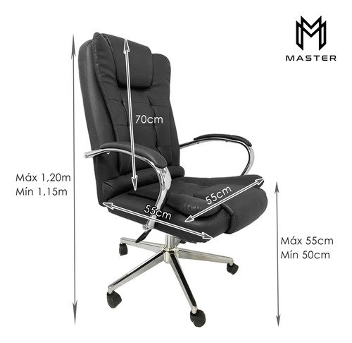 Silla Cuero Sintético Respaldo Alto Posabrazos Sillon Grande Color Negro - Imagen 4