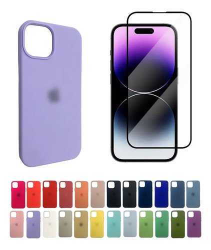 Funda De Silicone Case Para iPhone 13/14/14pro/15/15pro -tyt Negro Lisa - Imagen 2